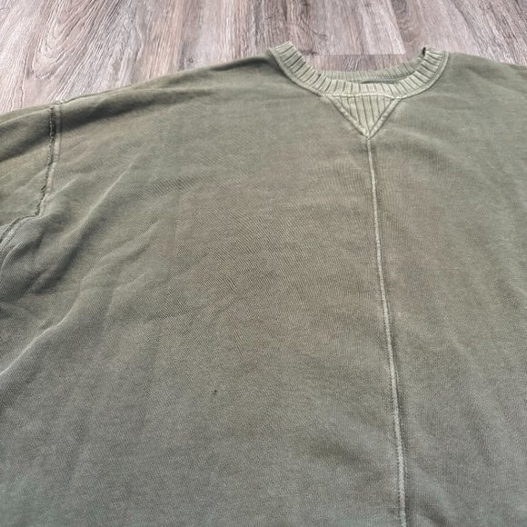 Aerie Olive Green Oversized Distressed Sweatshirt Womens Size Large - Picture 2 of 10